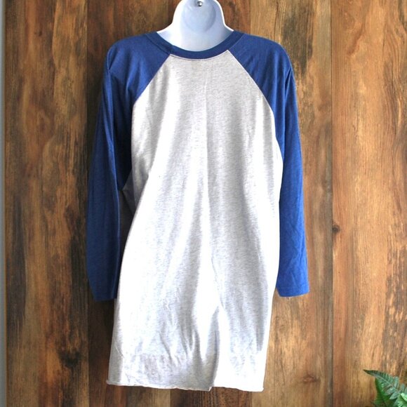Next Level Plus Size 3/4 Sleeve Blue/Gray Tee Tshirt XXL - Picture 4 of 5